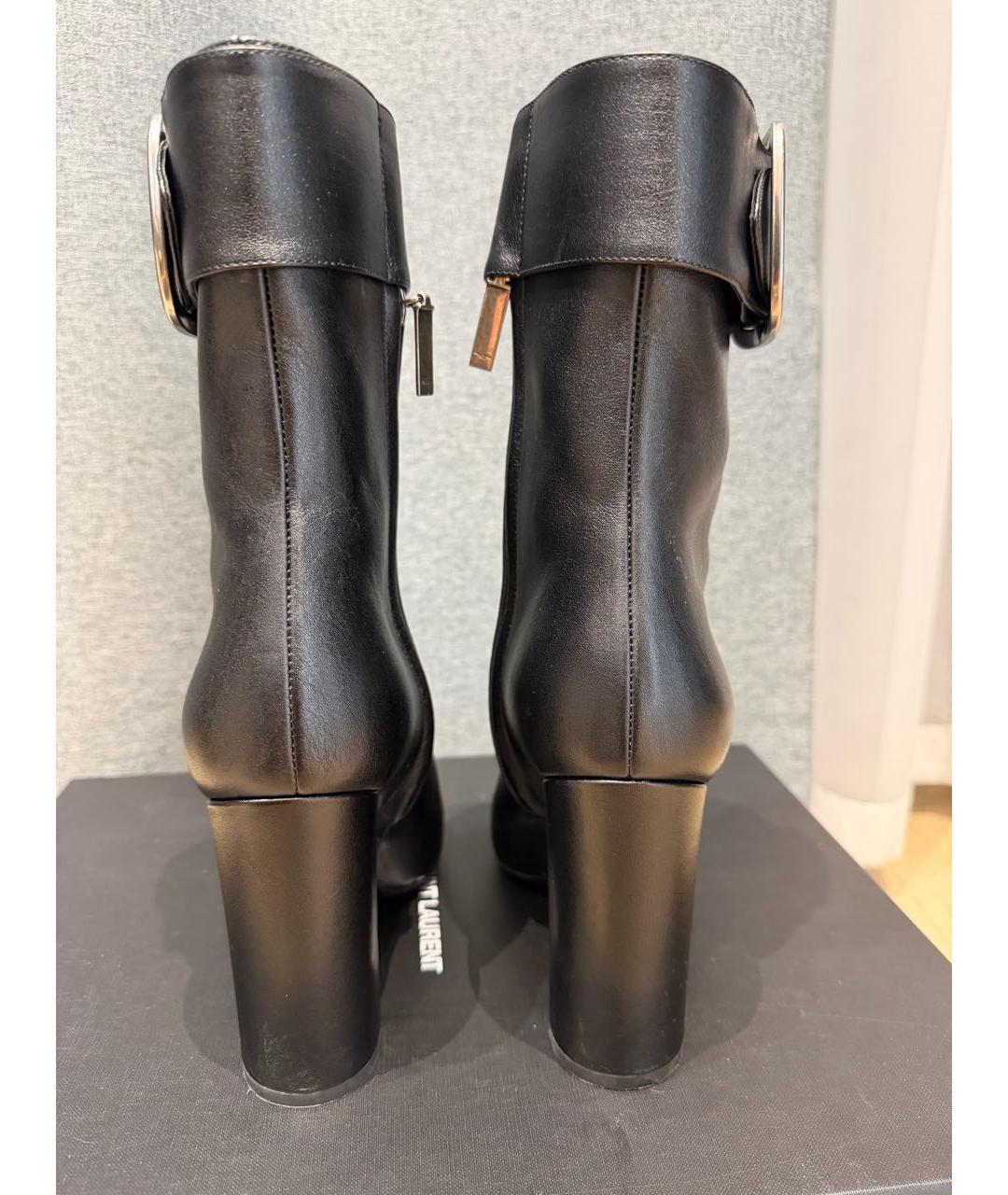 SAINT LAURENT Черные кожаные ботильоны, фото 3