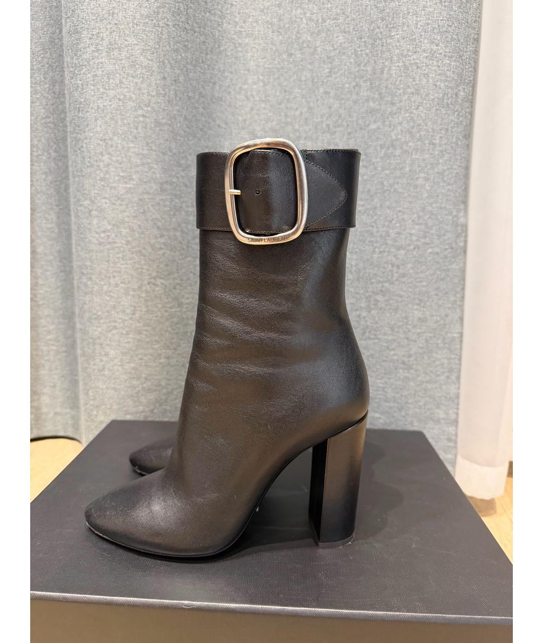 SAINT LAURENT Черные кожаные ботильоны, фото 8