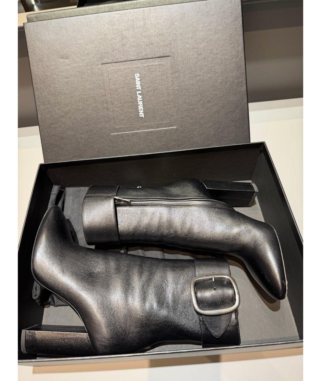 SAINT LAURENT Черные кожаные ботильоны, фото 4