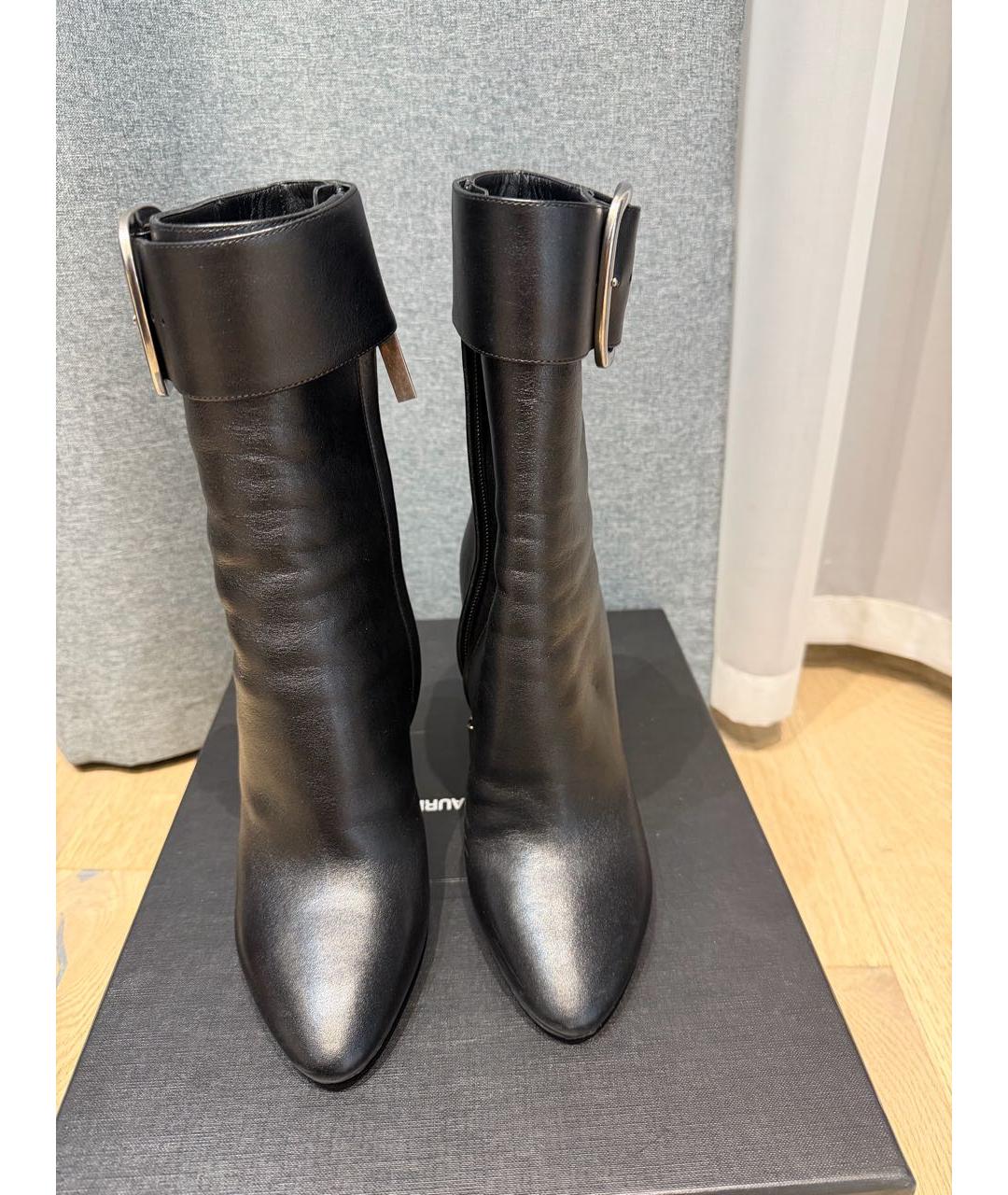 SAINT LAURENT Черные кожаные ботильоны, фото 2