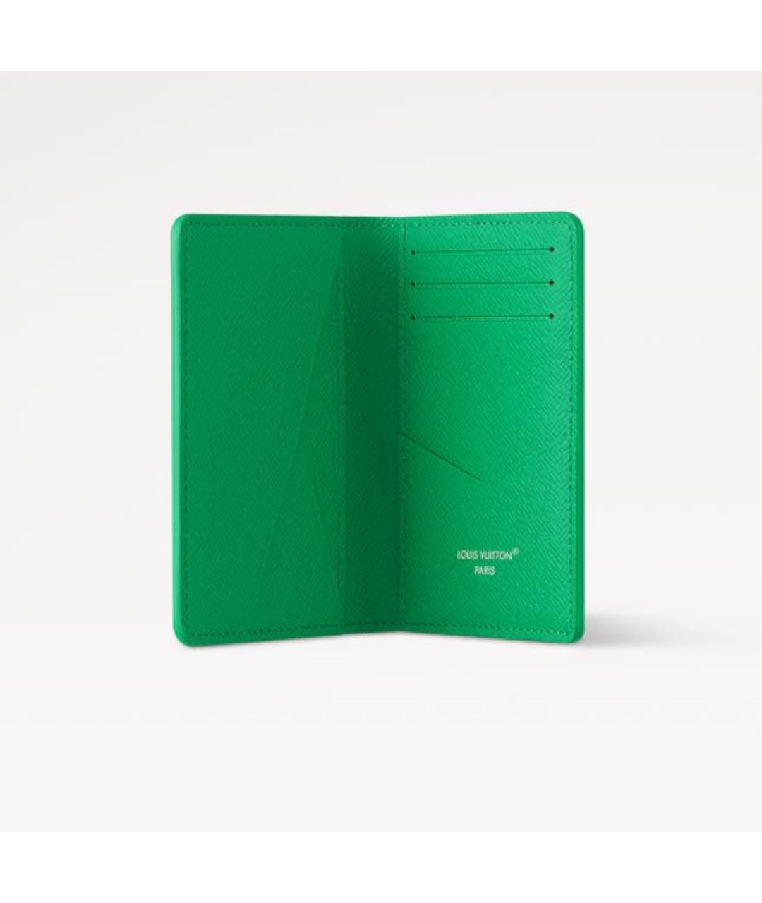 LOUIS VUITTON Зеленый кожаный кардхолдер, фото 2