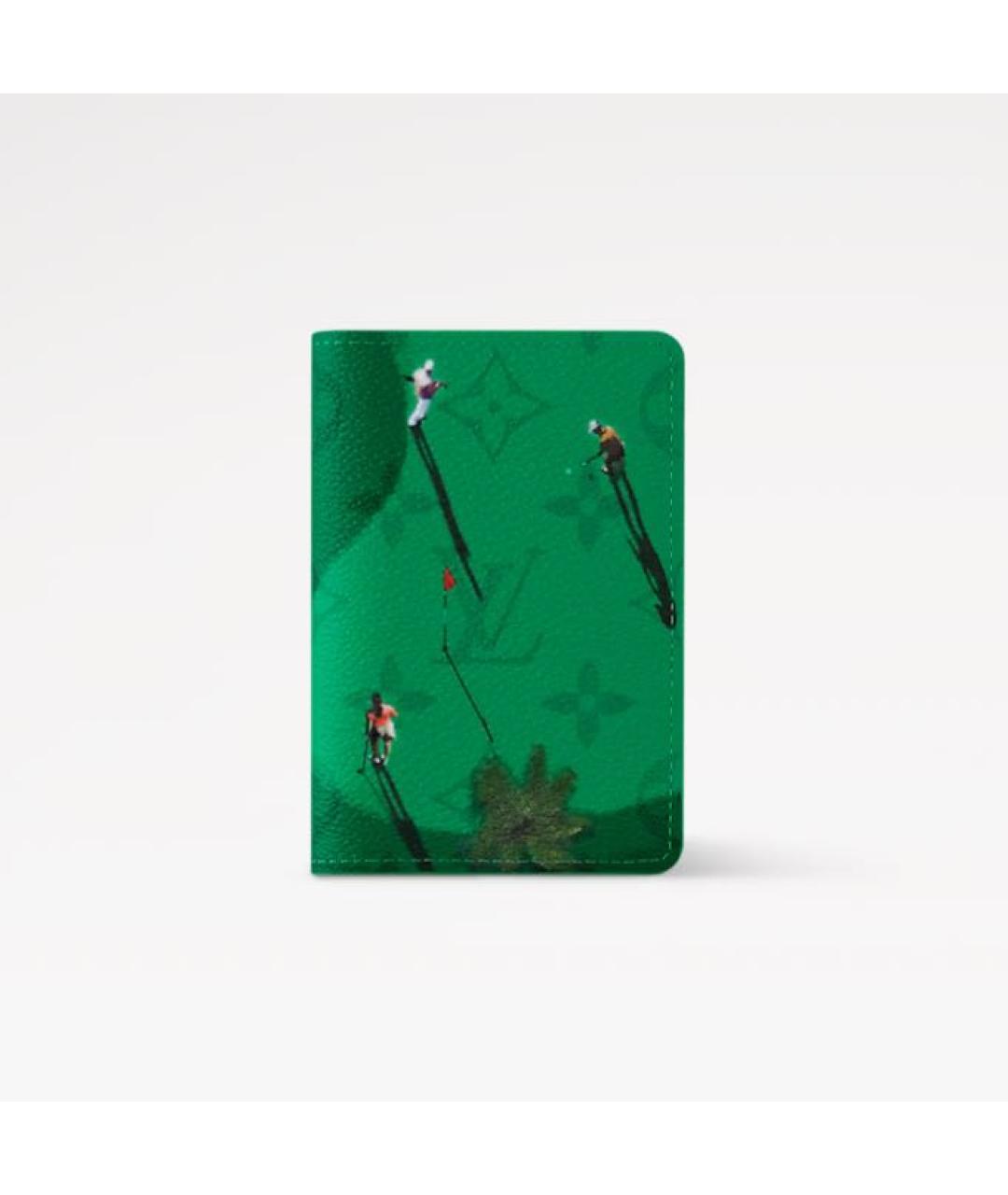 LOUIS VUITTON Зеленый кожаный кардхолдер, фото 4