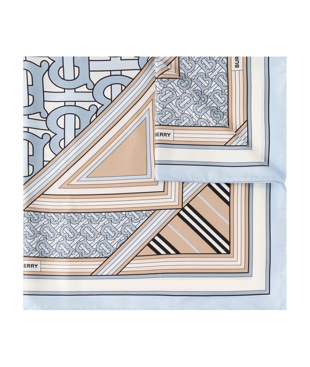 BURBERRY Голубой шелковый платок, фото 4