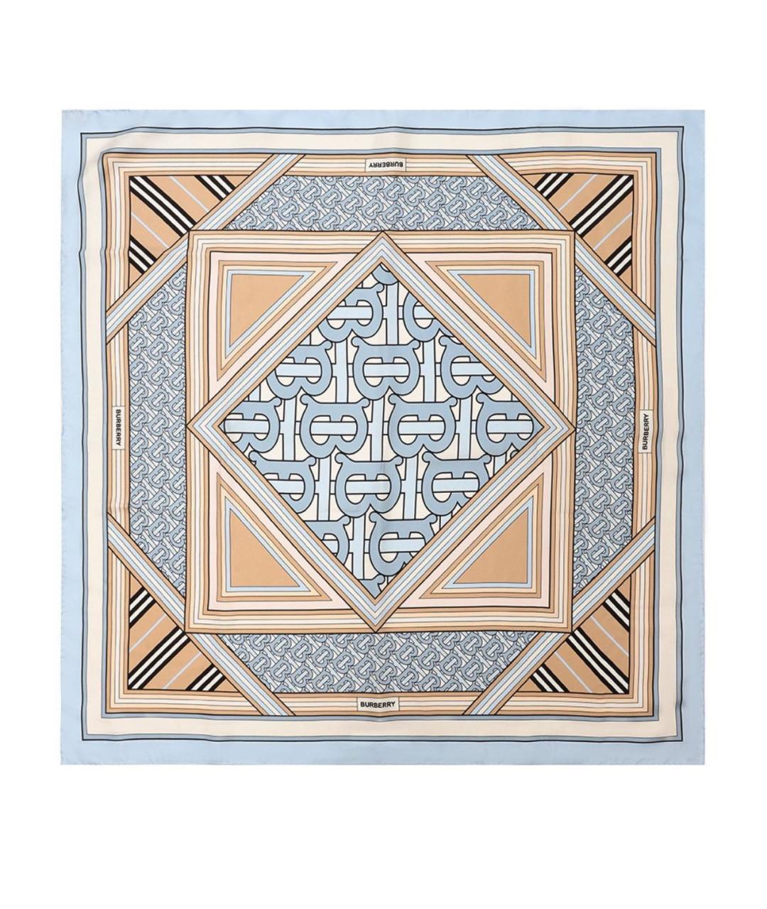BURBERRY Голубой шелковый платок, фото 1