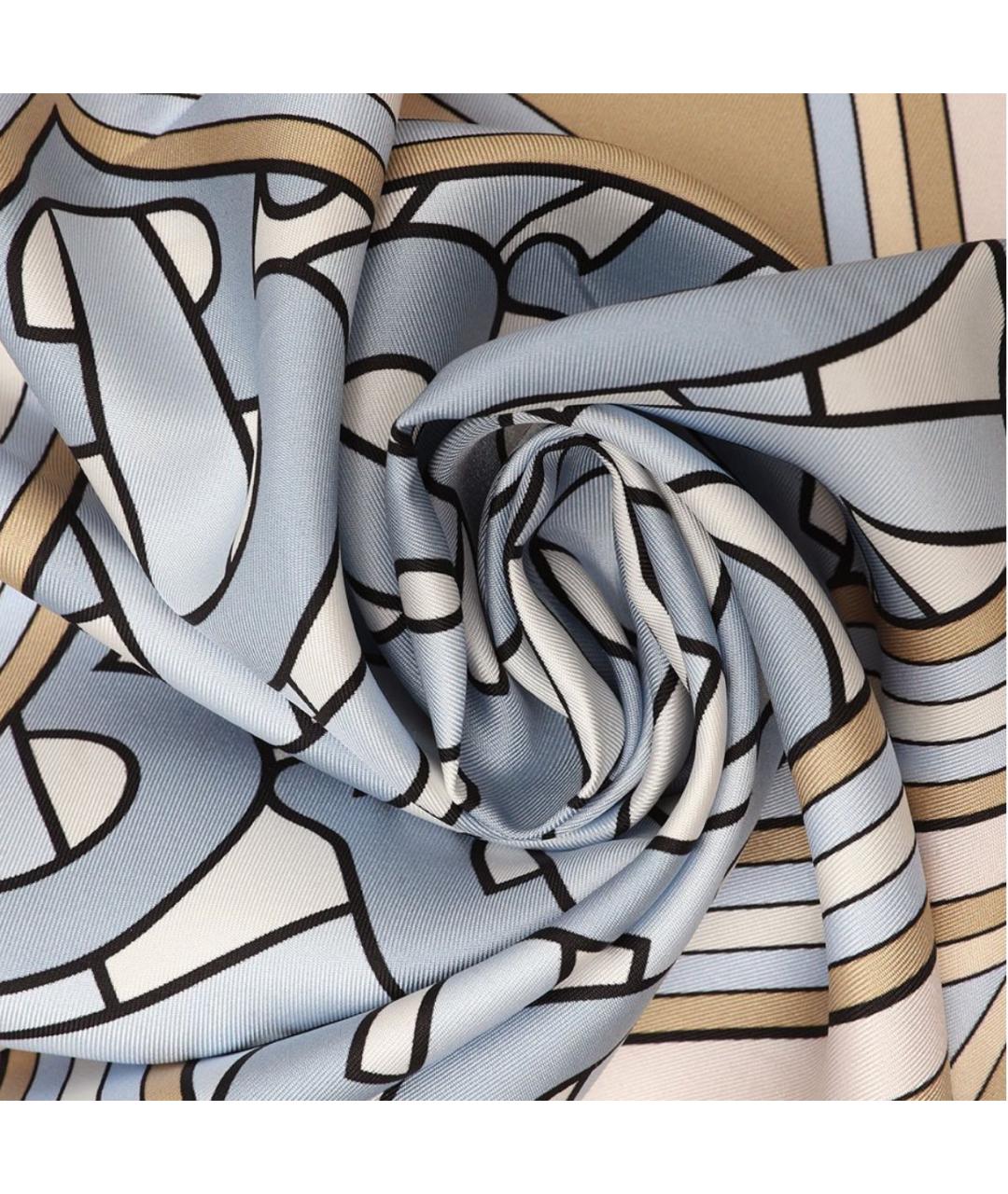 BURBERRY Голубой шелковый платок, фото 3