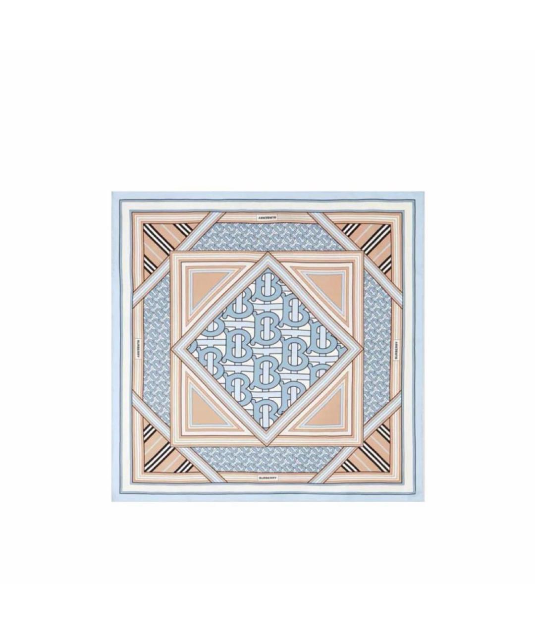 BURBERRY Голубой шелковый платок, фото 2