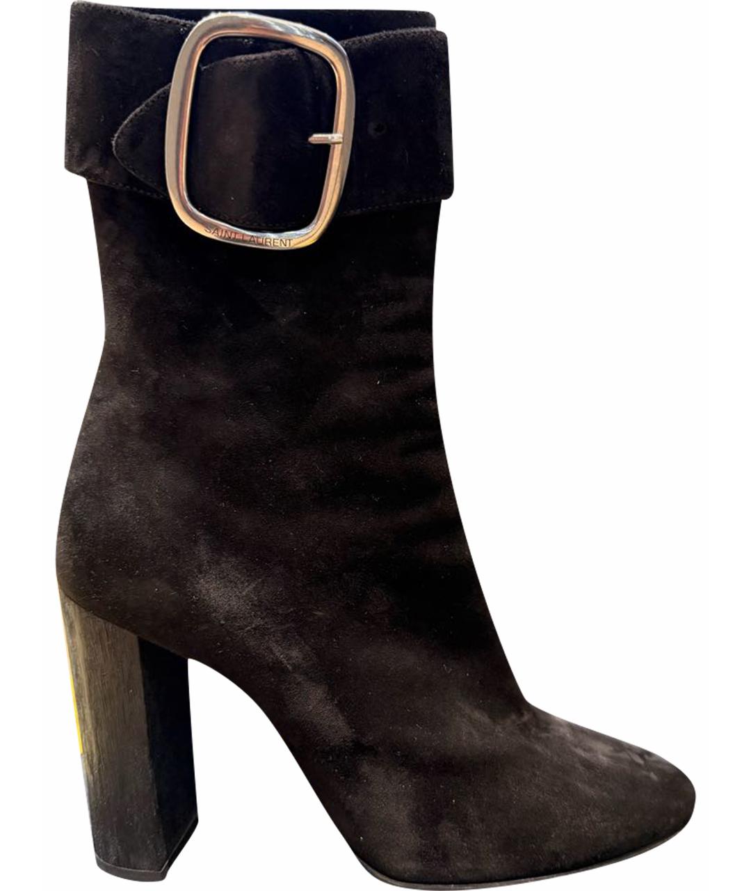 SAINT LAURENT Черные замшевые полусапоги, фото 1