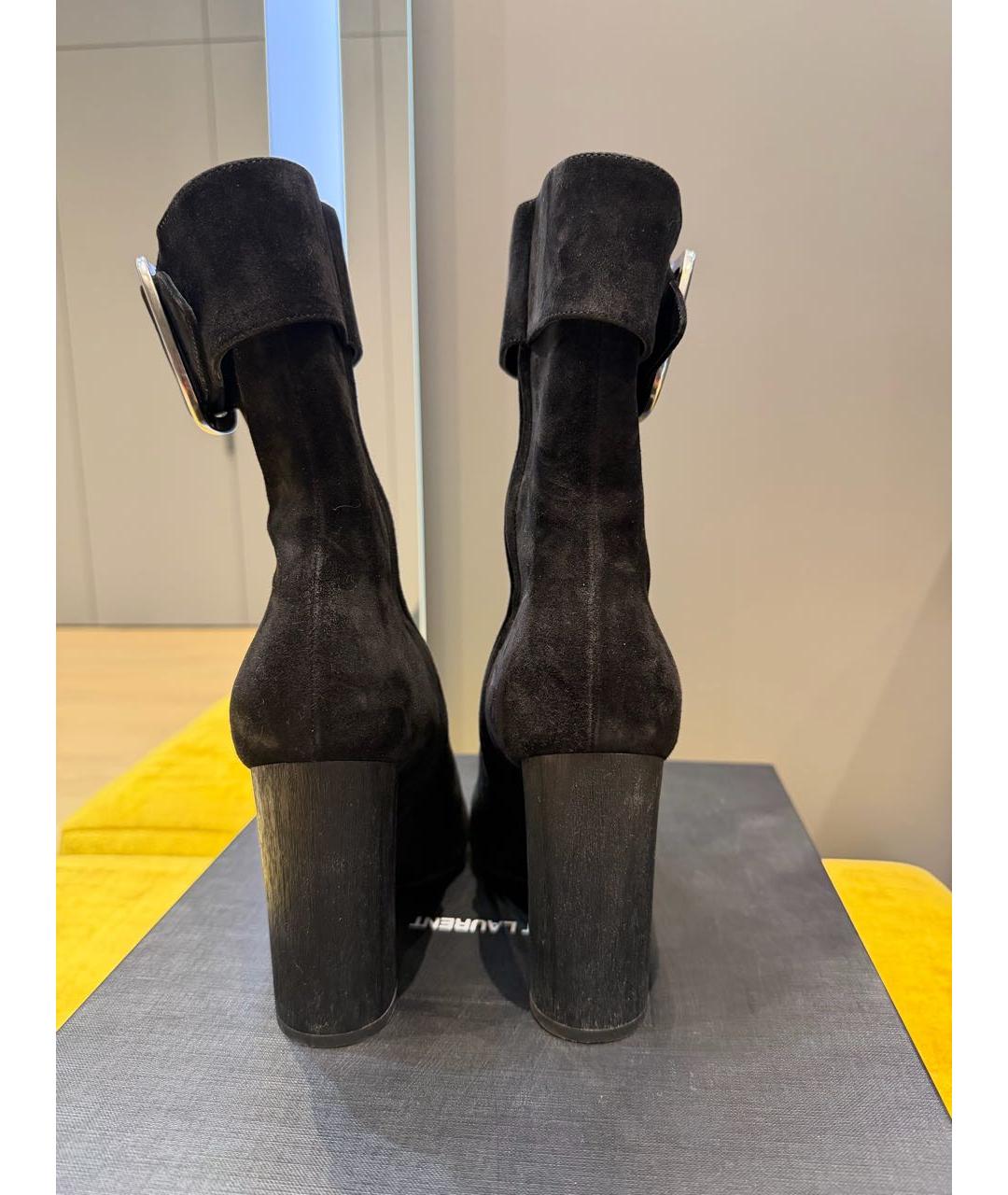 SAINT LAURENT Черные замшевые полусапоги, фото 4