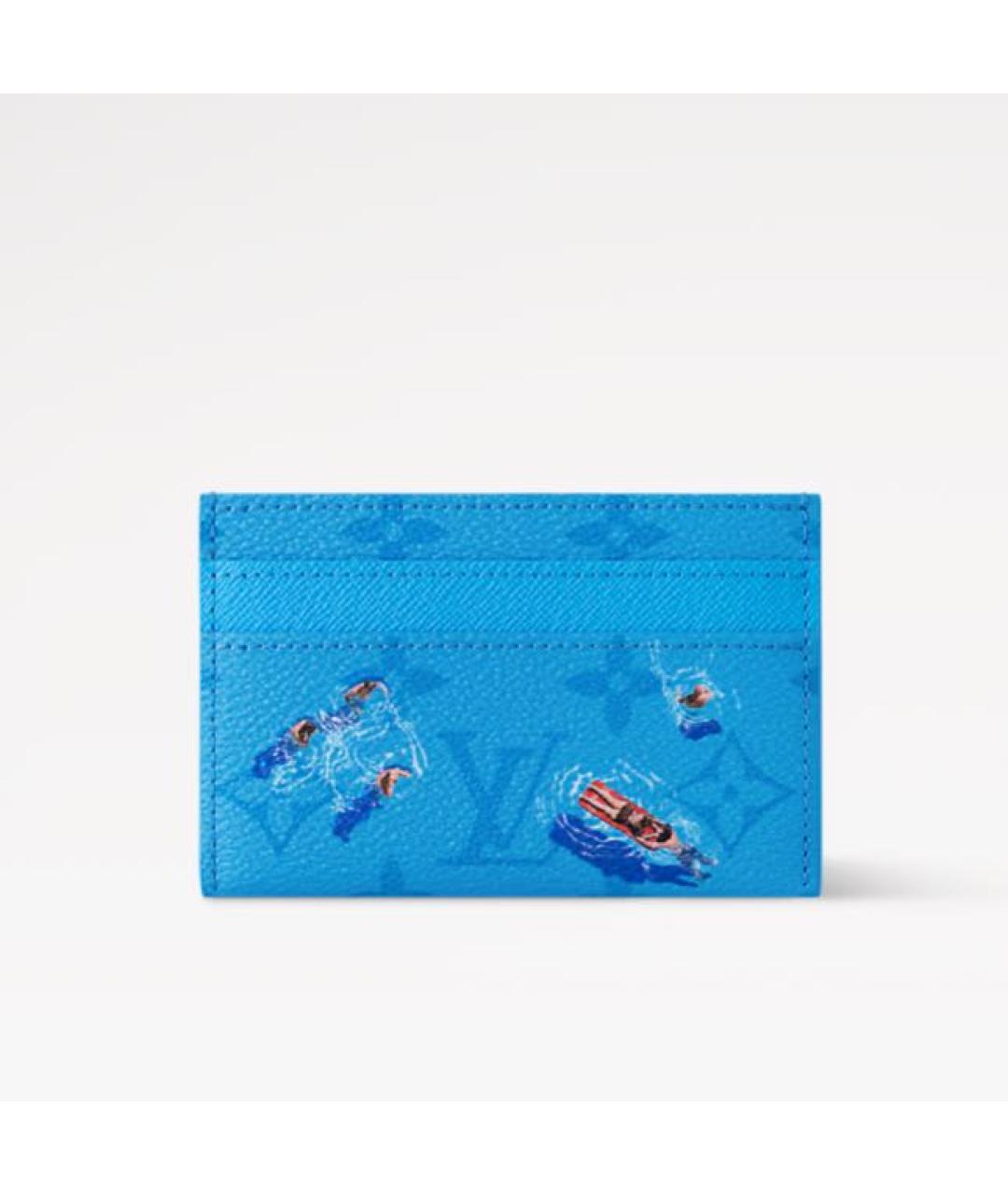 LOUIS VUITTON Голубой кожаный кардхолдер, фото 4