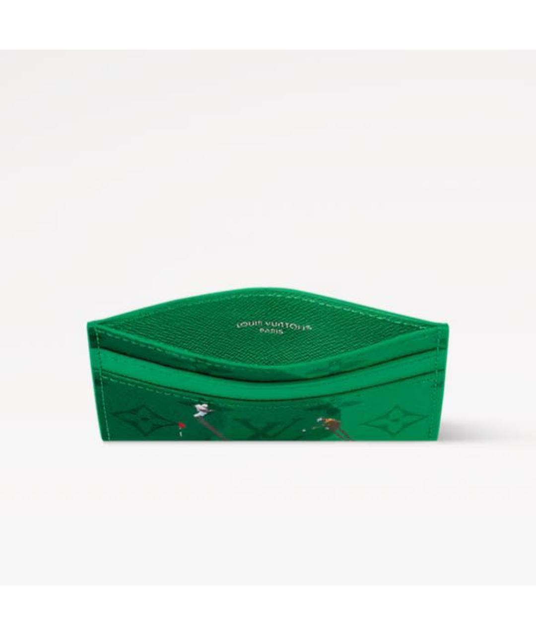 LOUIS VUITTON Зеленый кожаный кардхолдер, фото 2