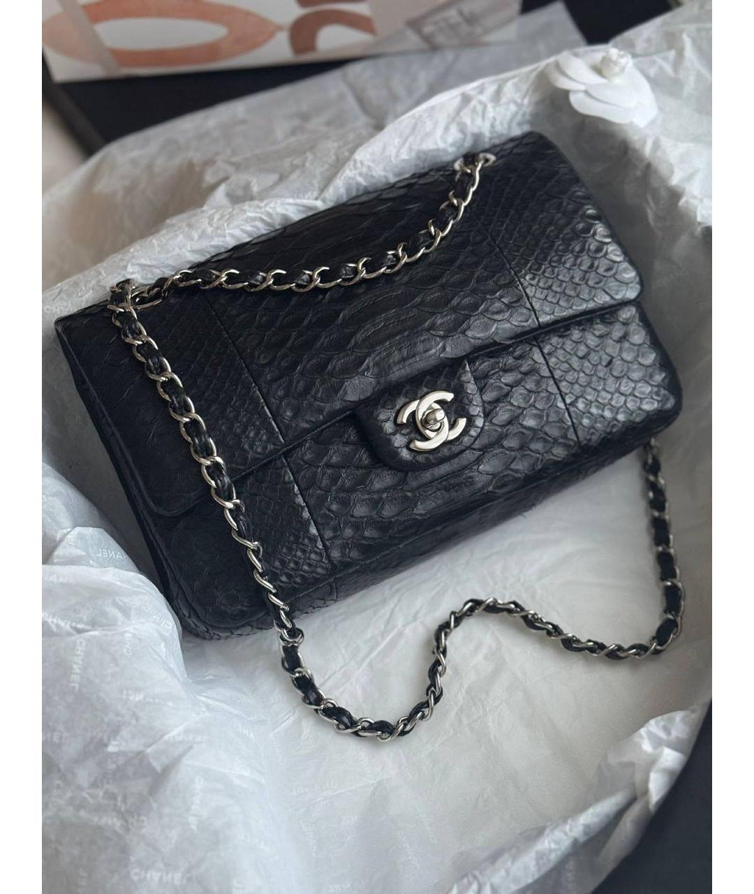 CHANEL Черная сумка через плечо из экзотической кожи, фото 9