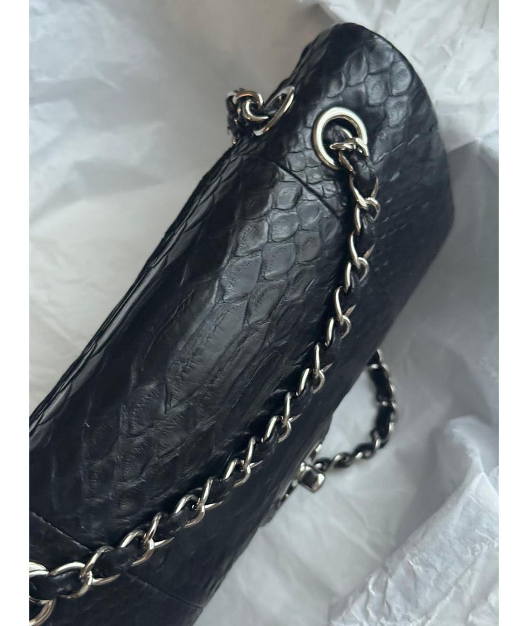 CHANEL Черная сумка через плечо из экзотической кожи, фото 4
