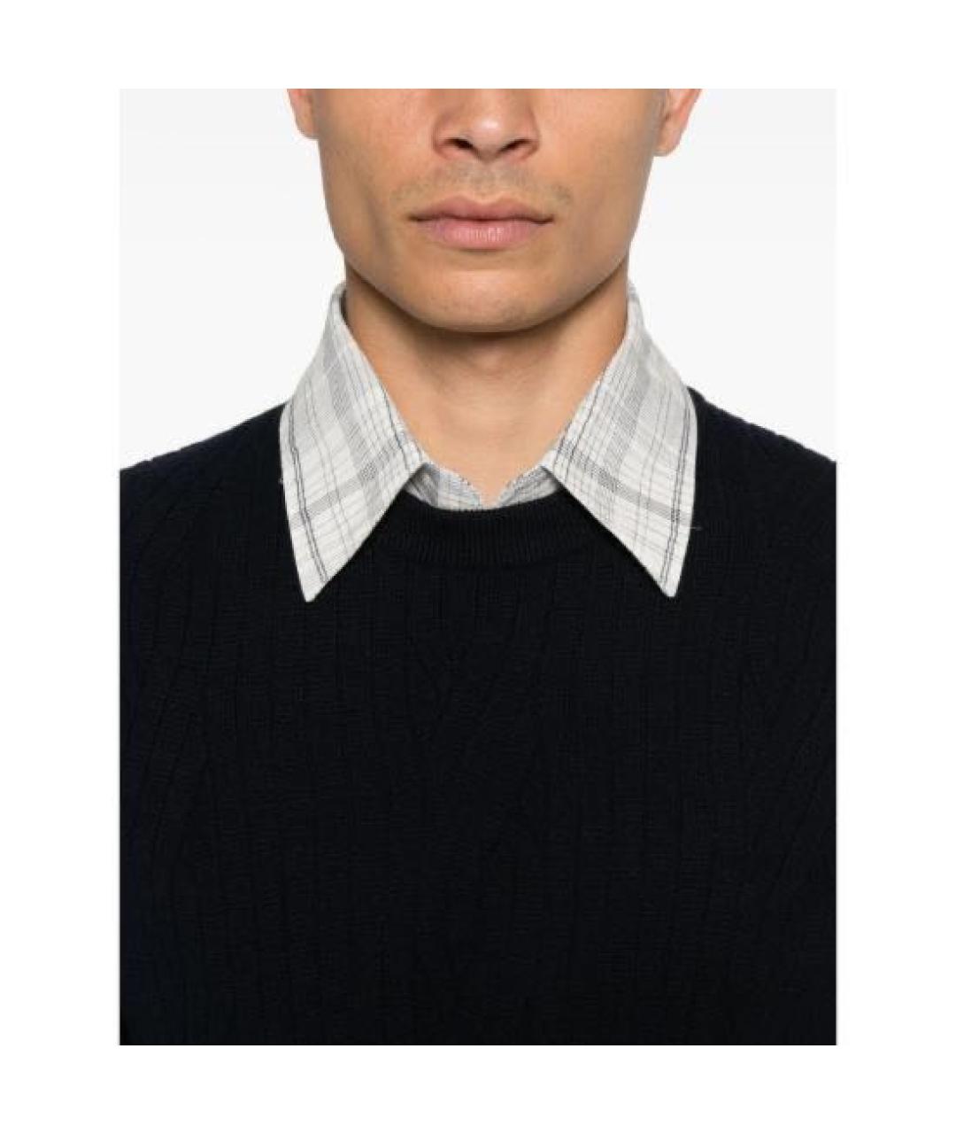 BRIONI Темно-синий шерстяной джемпер / свитер, фото 3