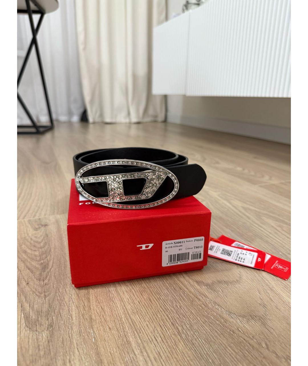 DIESEL Черный кожаный ремень, фото 7