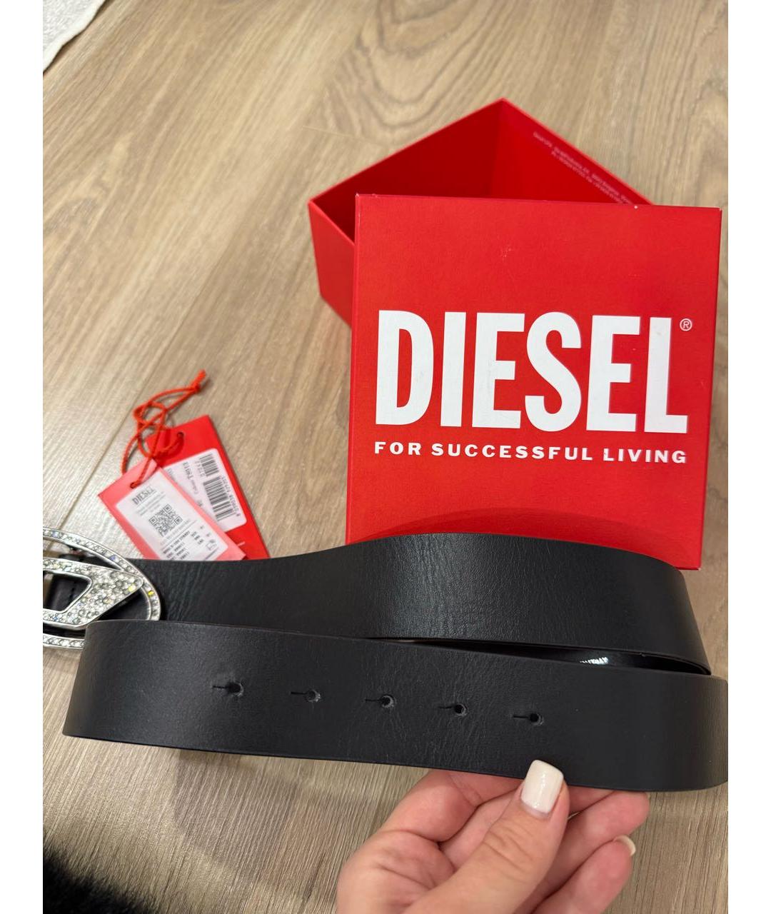 DIESEL Черный кожаный ремень, фото 4