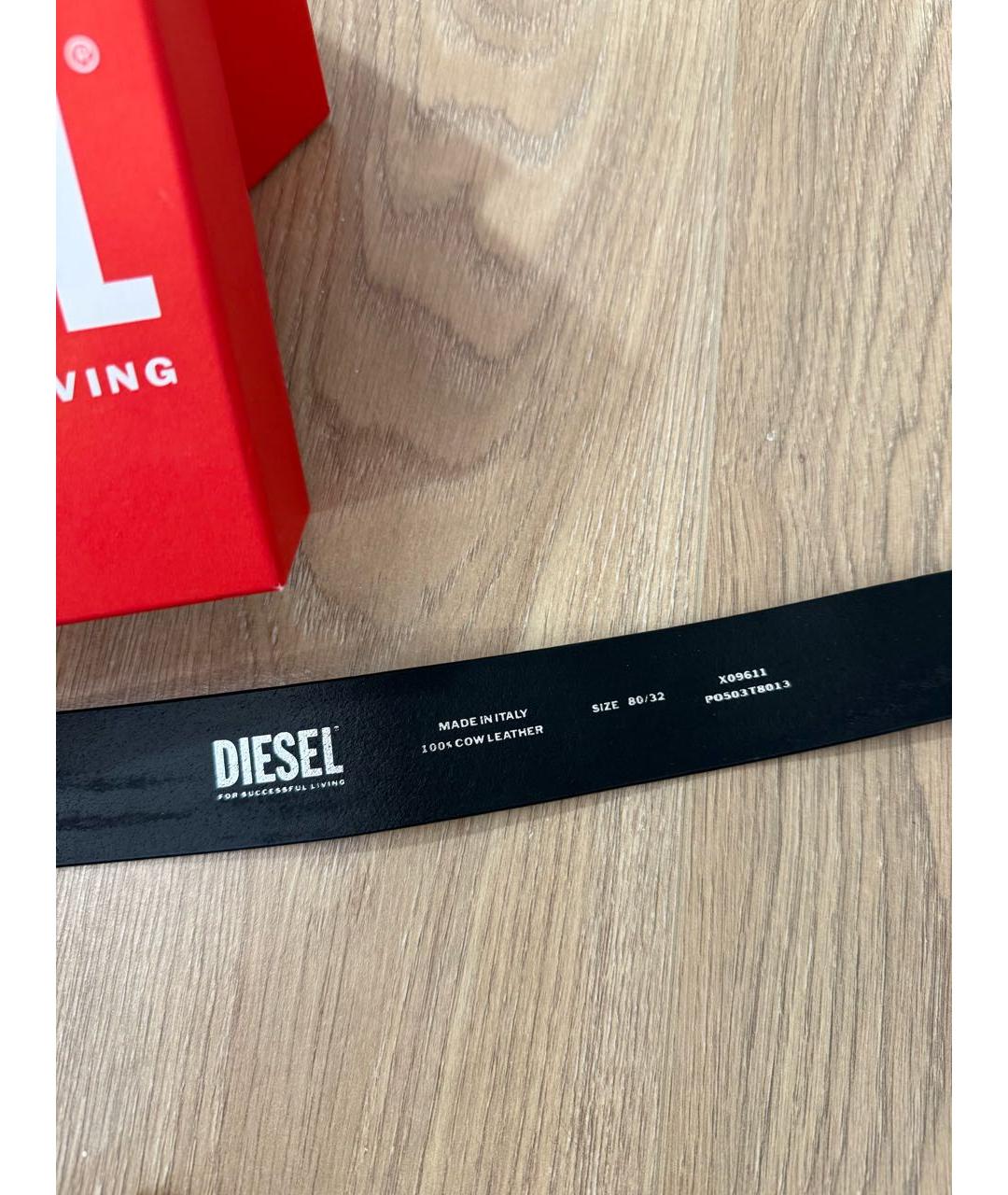 DIESEL Черный кожаный ремень, фото 3