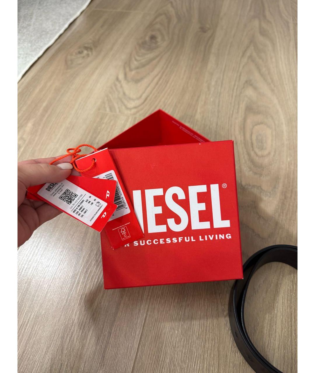 DIESEL Черный кожаный ремень, фото 6