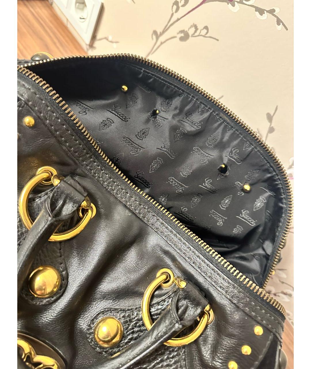 GUCCI Черная кожаная сумка с короткими ручками, фото 4