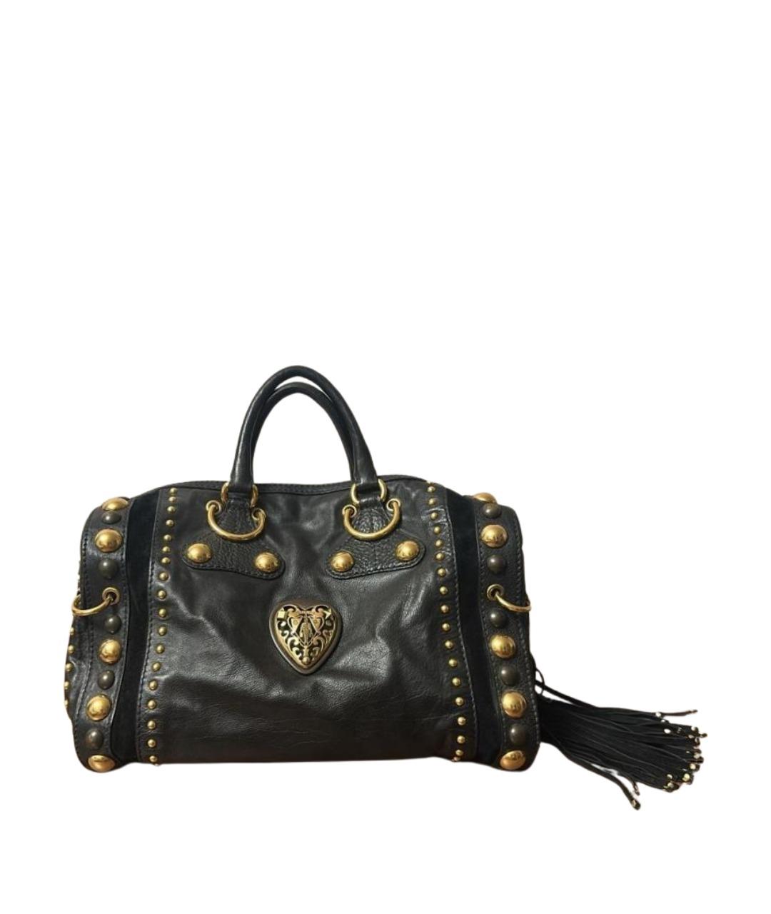 GUCCI Черная кожаная сумка с короткими ручками, фото 1