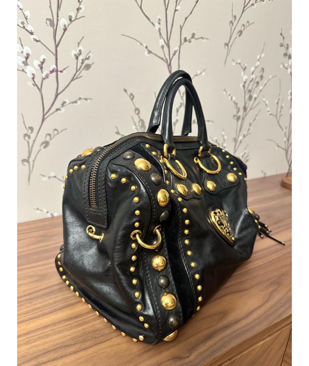 GUCCI Черная кожаная сумка с короткими ручками, фото 2