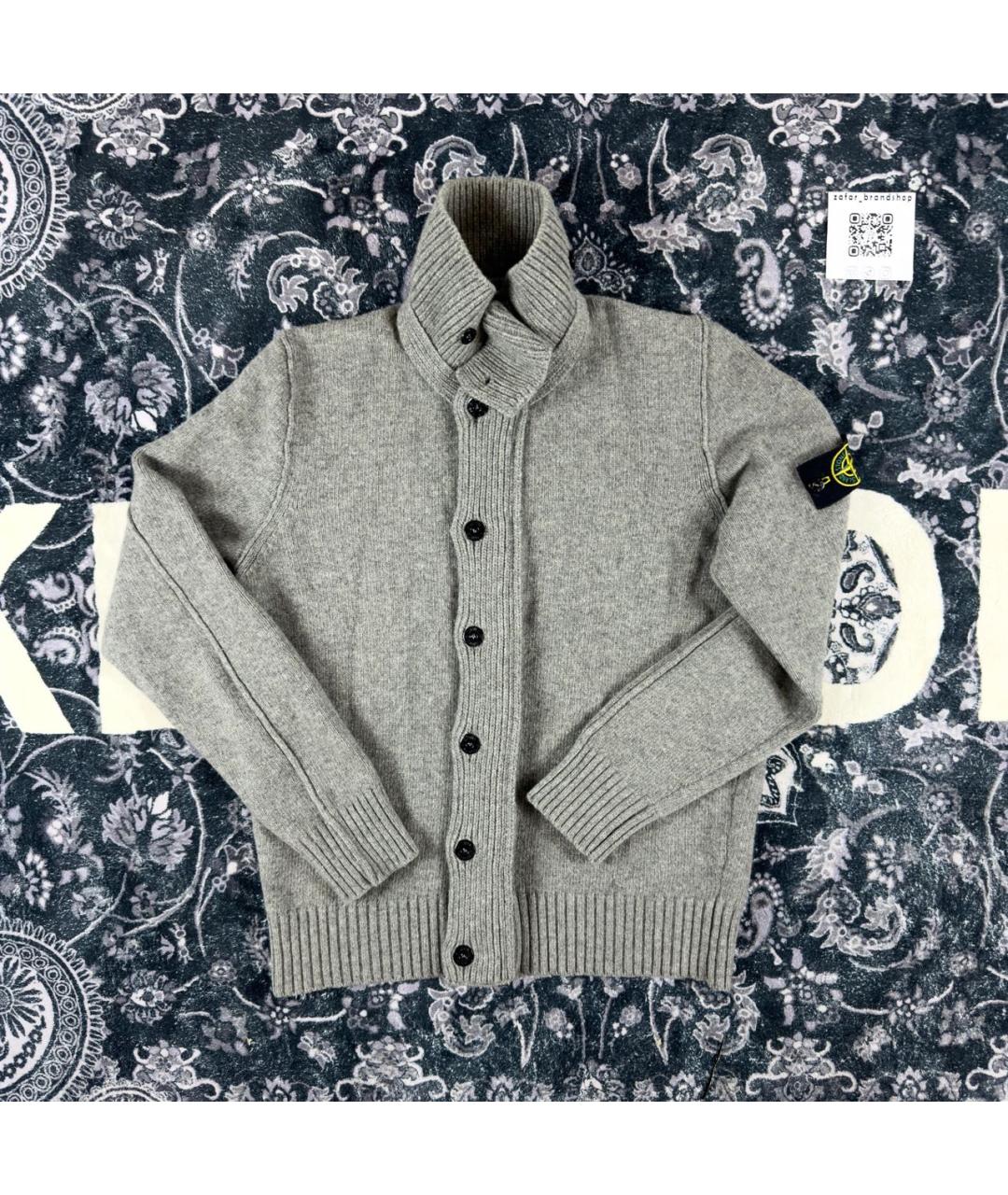 STONE ISLAND Серый шерстяной кардиган, фото 6