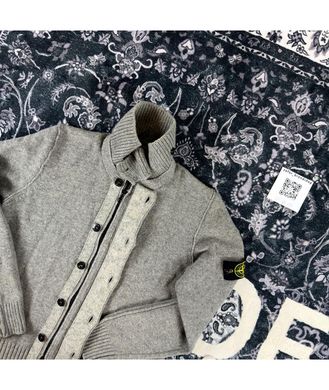 STONE ISLAND Серый шерстяной кардиган, фото 2