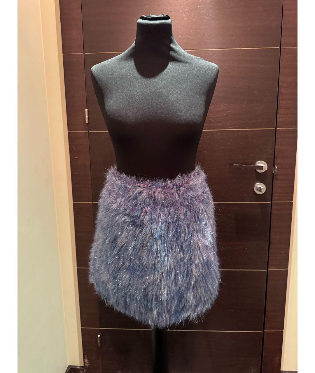 DOLCE&GABBANA Голубая шерстяная юбка мини, фото 5