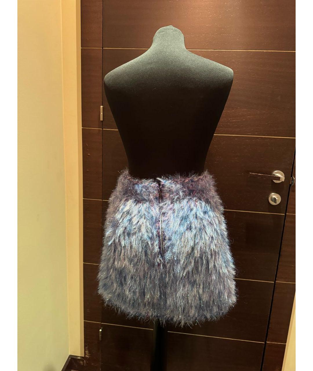 DOLCE&GABBANA Голубая шерстяная юбка мини, фото 2