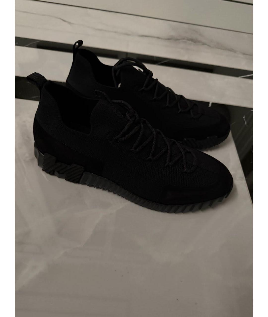 HERMES Черные текстильные низкие кроссовки / кеды, фото 4