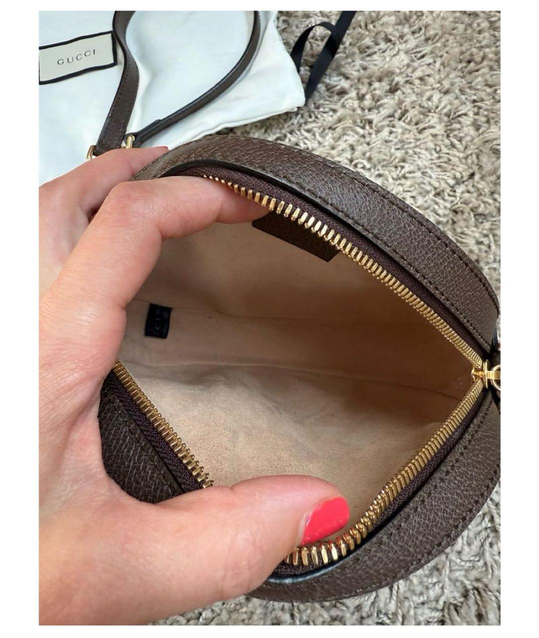 GUCCI Коричневая кожаная сумка через плечо, фото 4