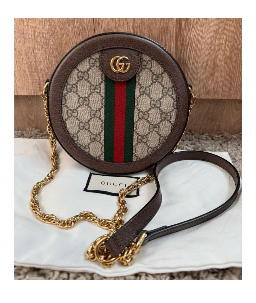 GUCCI Коричневая кожаная сумка через плечо, фото 3