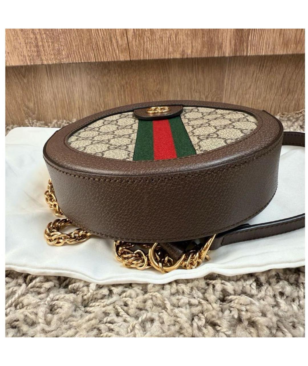 GUCCI Коричневая кожаная сумка через плечо, фото 7