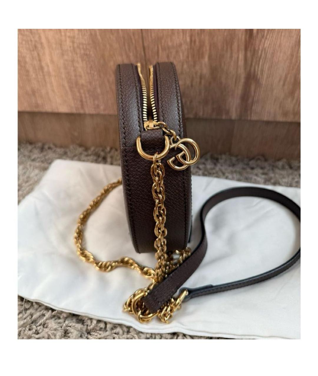 GUCCI Коричневая кожаная сумка через плечо, фото 2