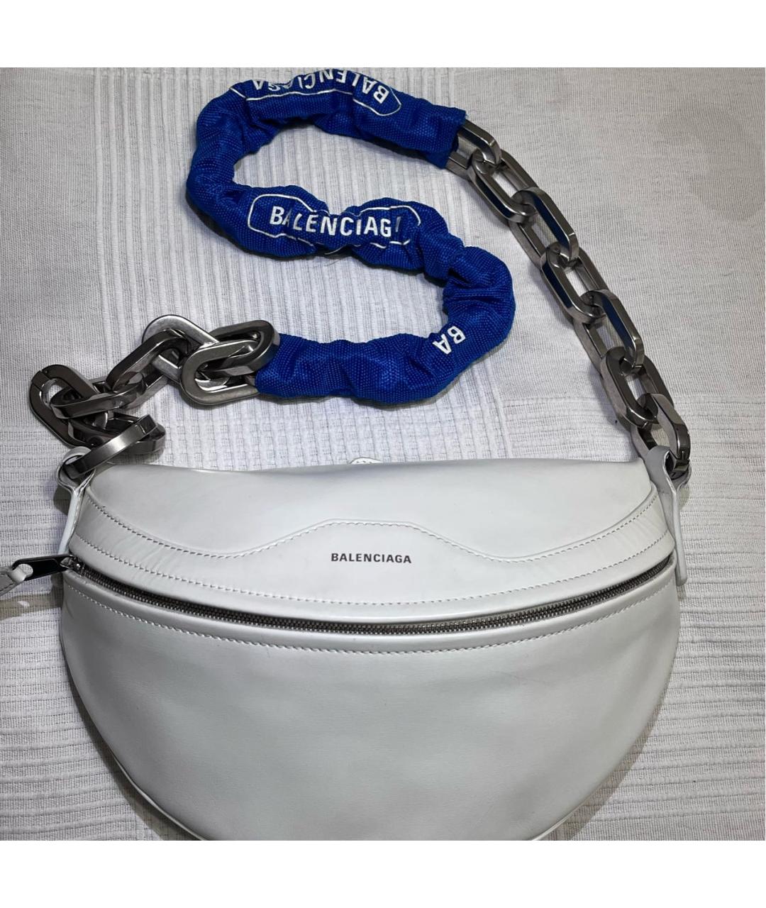 BALENCIAGA Белая кожаная сумка через плечо, фото 4