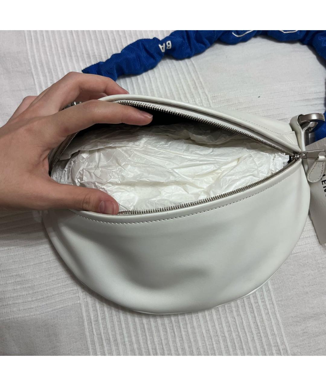 BALENCIAGA Белая кожаная сумка через плечо, фото 3