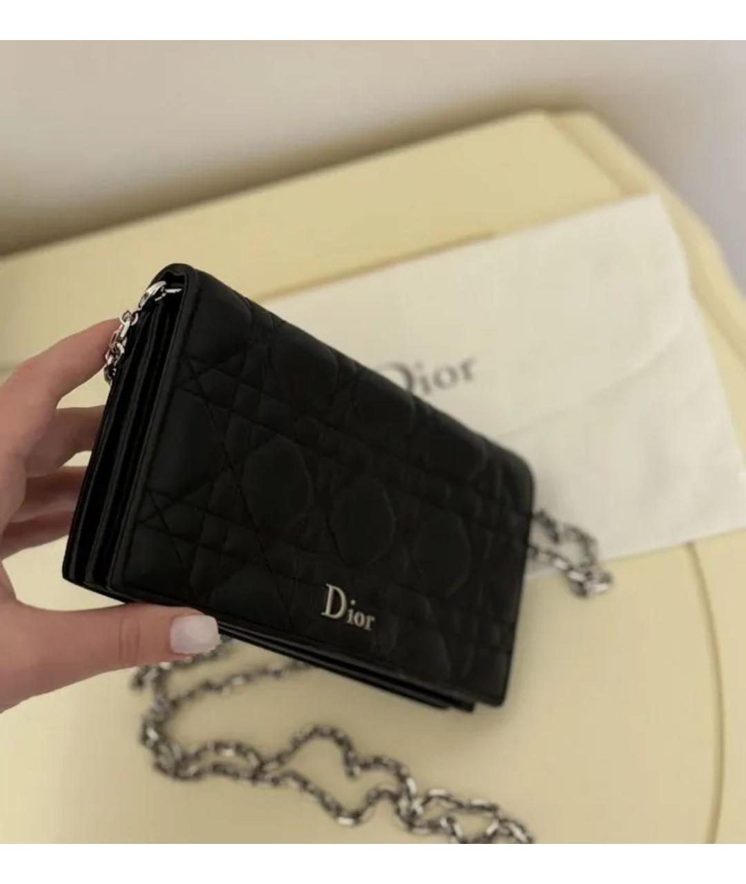 CHRISTIAN DIOR Черная кожаная сумка через плечо, фото 4