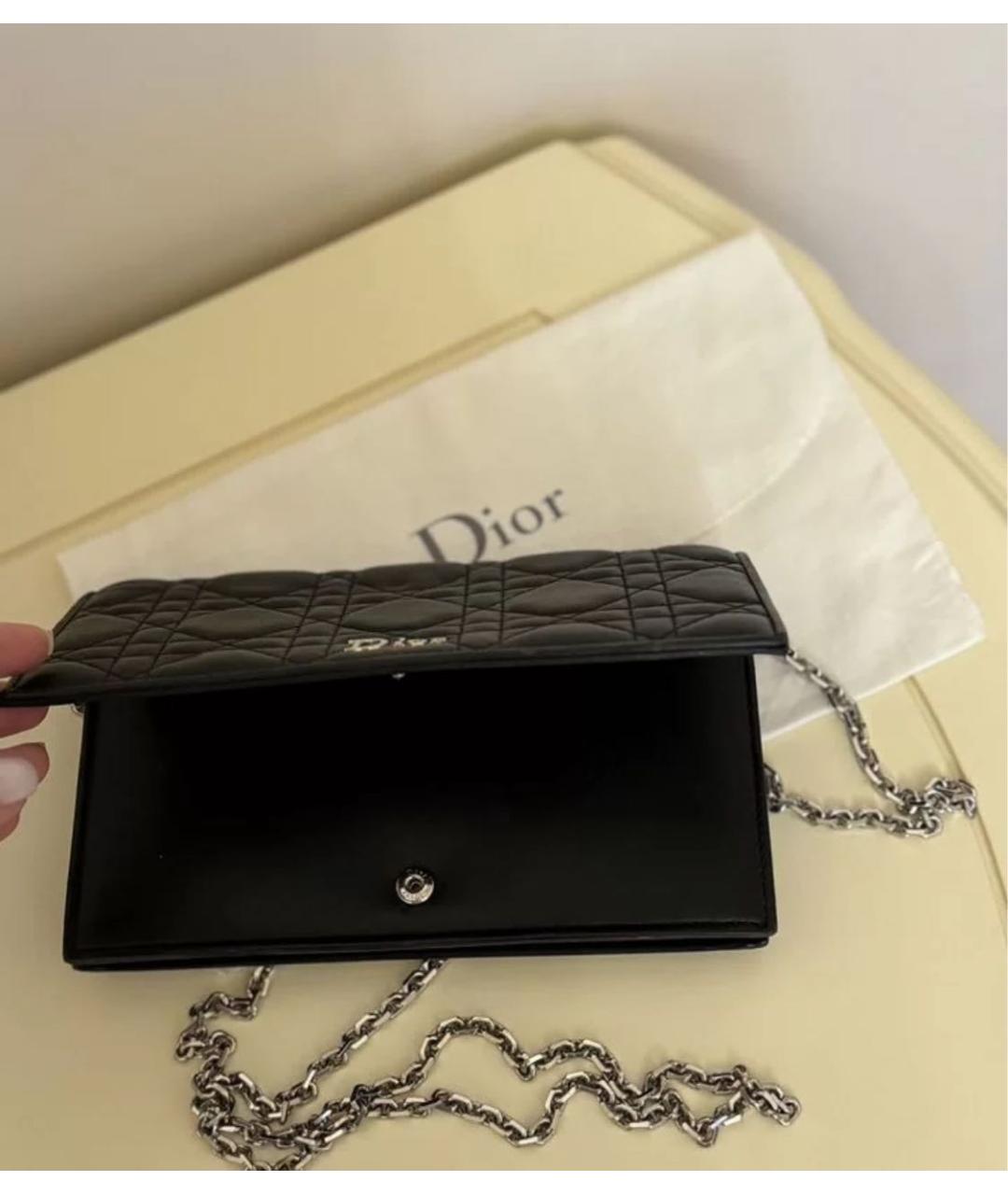 CHRISTIAN DIOR Черная кожаная сумка через плечо, фото 2