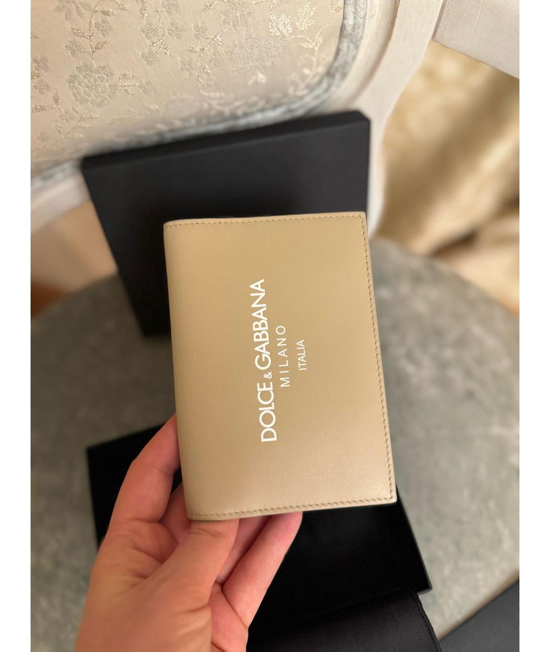 DOLCE&GABBANA Бежевый кожаный кошелек, фото 3