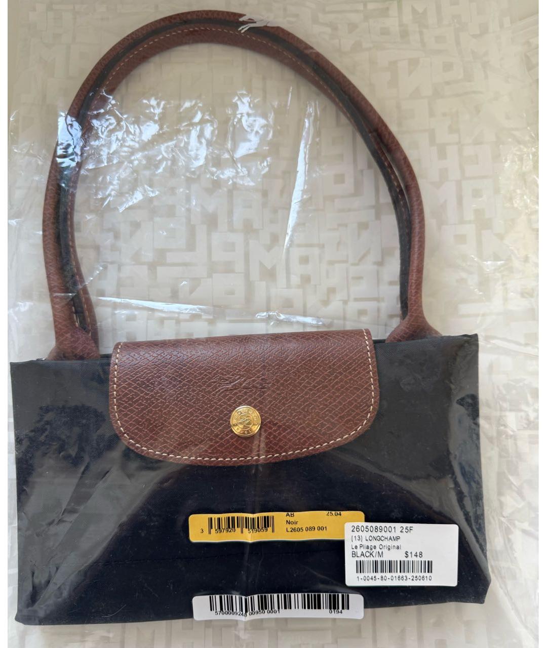 LONGCHAMP Черная тканевая сумка с короткими ручками, фото 4