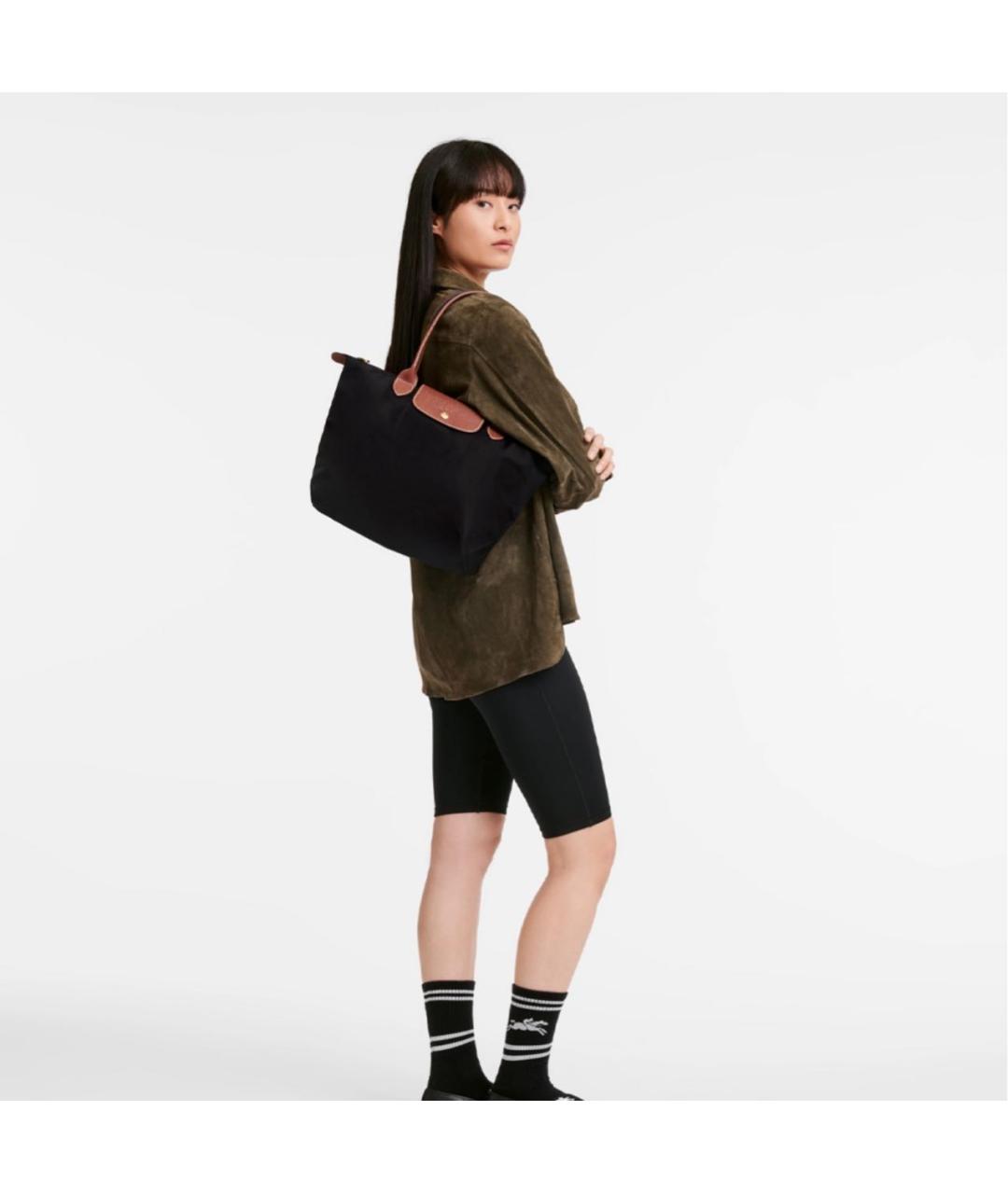 LONGCHAMP Черная тканевая сумка с короткими ручками, фото 2