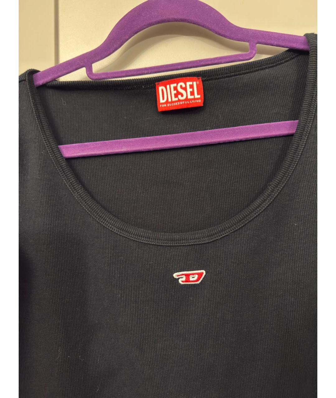 DIESEL Черное хлопко-эластановое повседневное платье, фото 2