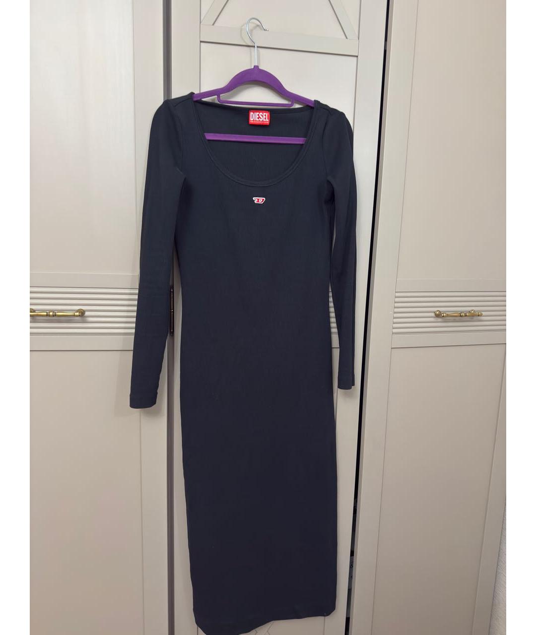 DIESEL Черное хлопко-эластановое повседневное платье, фото 3