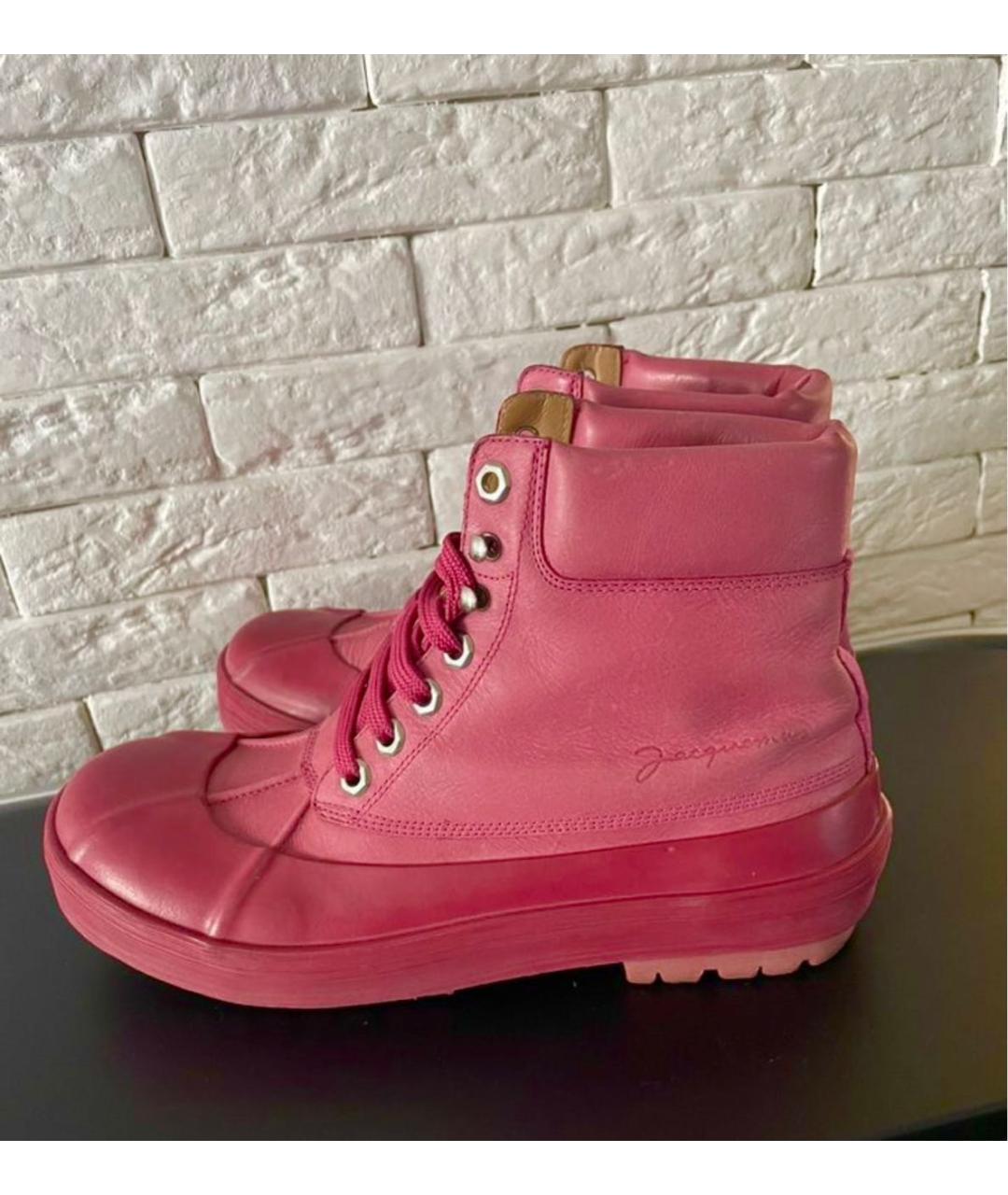 JACQUEMUS Розовые кожаные ботинки, фото 3