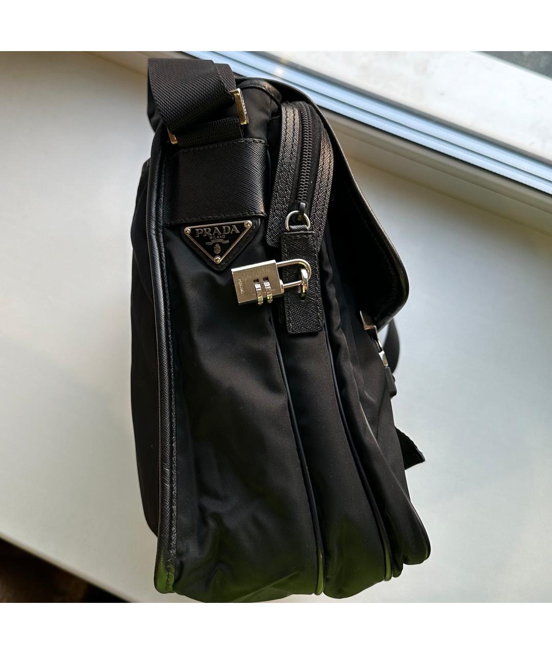 PRADA Черный тканевый портфель, фото 2
