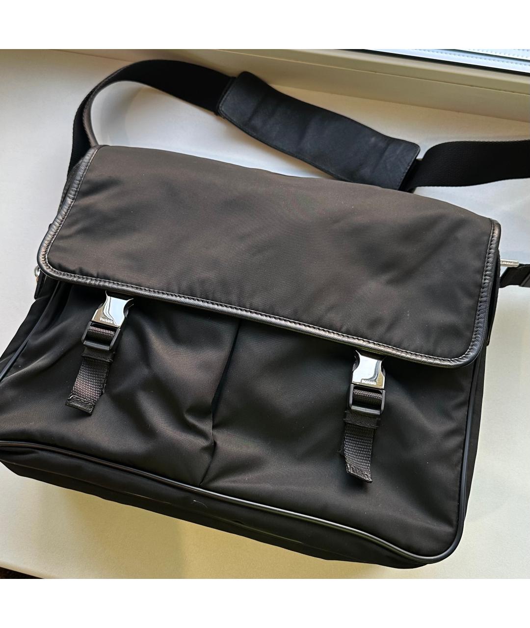 PRADA Черный тканевый портфель, фото 5