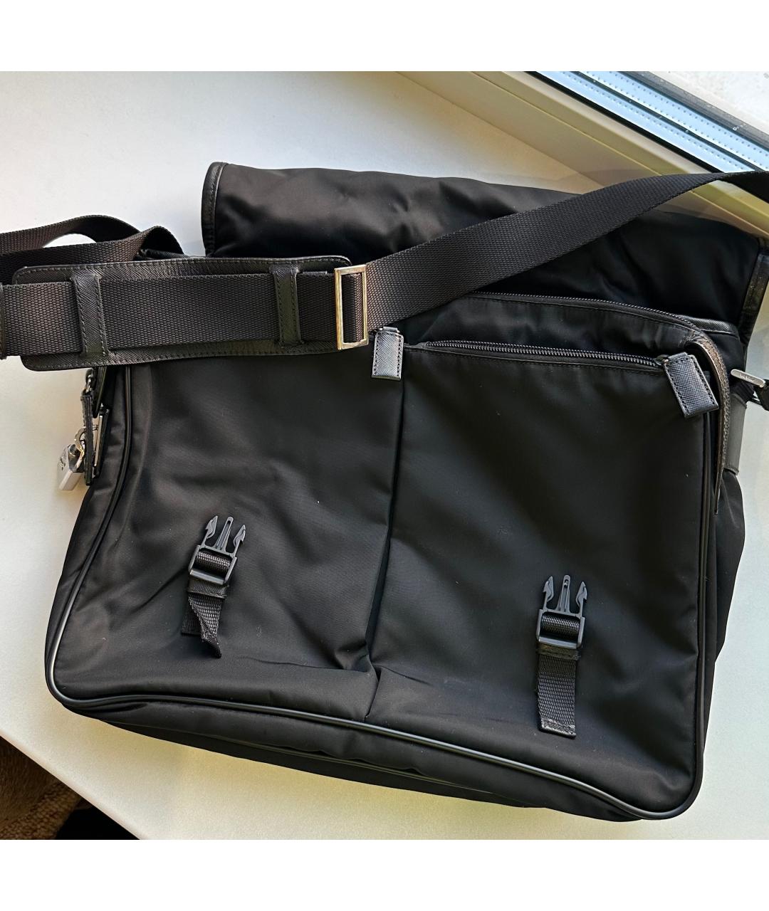 PRADA Черный тканевый портфель, фото 3