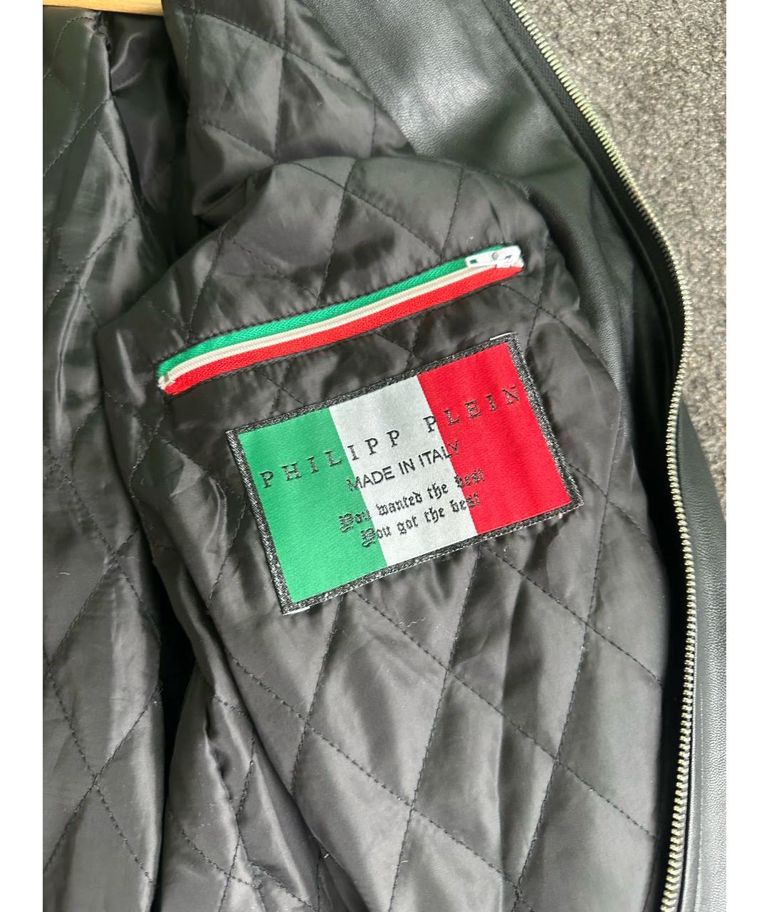 PHILIPP PLEIN Черная кожаная куртка, фото 4