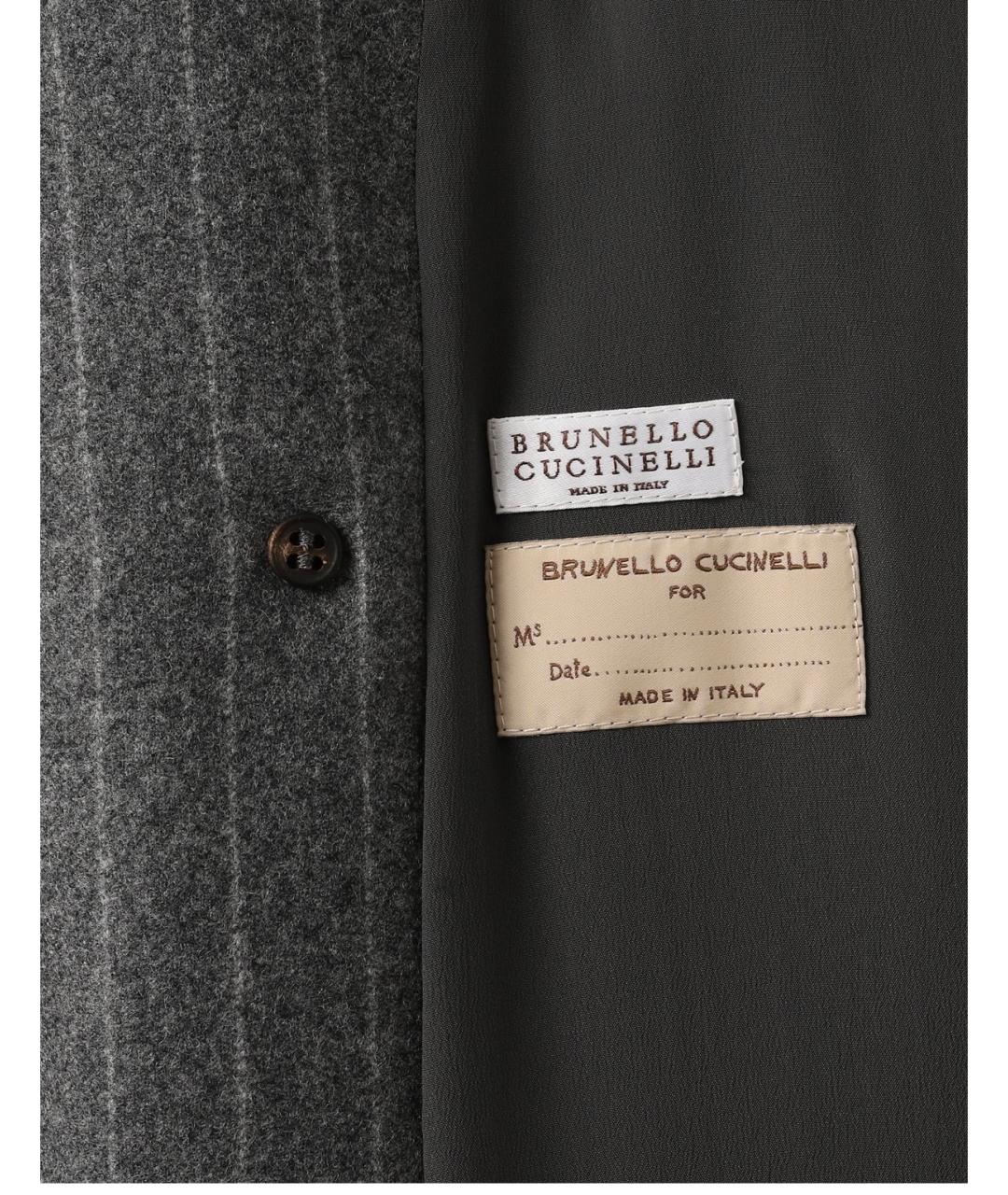 BRUNELLO CUCINELLI Серое кашемировое пальто, фото 4