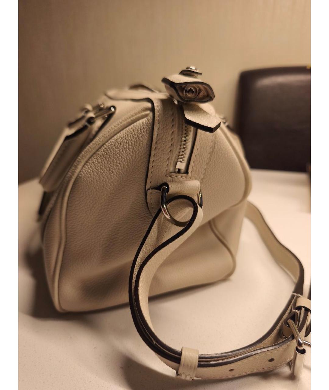 LOUIS VUITTON Бежевая кожаная сумка с короткими ручками, фото 3