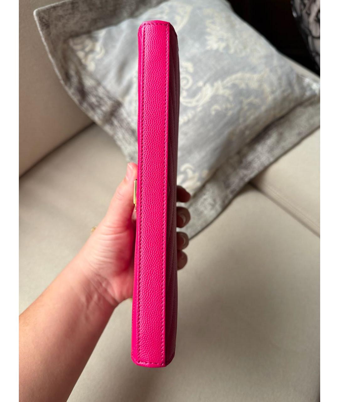 SAINT LAURENT Розовая кожаная сумка через плечо, фото 5